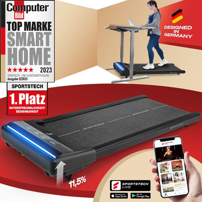 Sportstech Laufband Walking Pad fuer Zuhause kompakt
